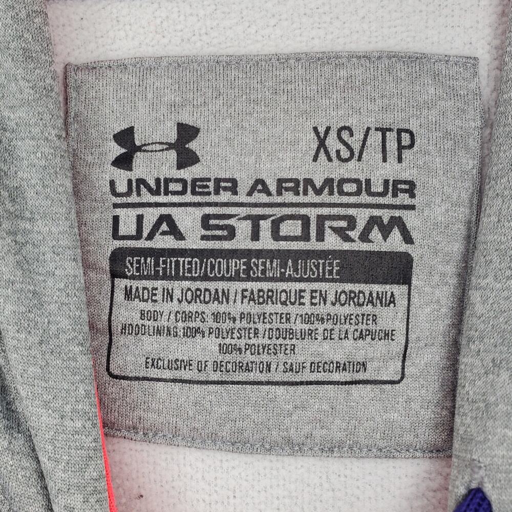 Under Armour Storm Hoodie Womens XS Gray Pink Logo Pullover Sweatshirt - Picture 4 of 5